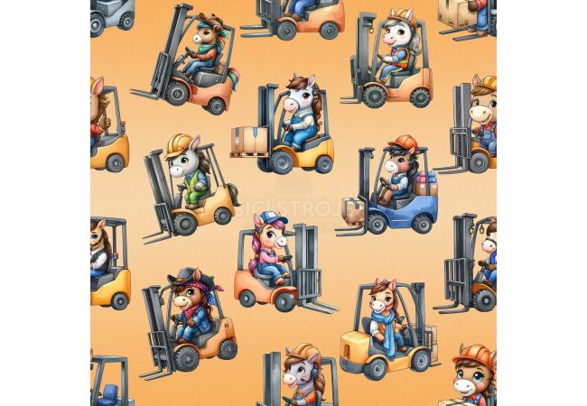 French Terry Digital Print - Working Animals