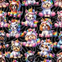 French Terry Digital Print - Unicorn Dogs