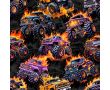 French Terry Digital Print - Fire Monster Trucks