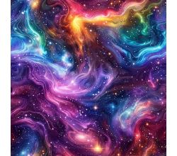 French Terry Digital Print - Space, Multicolor