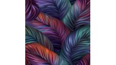 French Terry Digital Print - Abstract Leaves, Multicolor