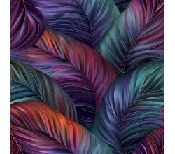 French Terry Digital Print - Abstract Leaves, Multicolor