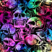 French Terry Digital Print - Coloured Skulls