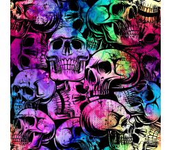 French Terry Digital Print - Coloured Skulls