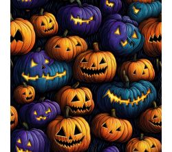 French Terry Digital Print - Coloured Pumpkins, Orange