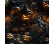 French Terry Digital Print - Witch Pumpkins, Black