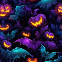 French Terry Digital Print - Purple Pumpkins