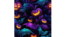 French Terry Digital Print - Purple Pumpkins