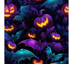 French Terry Digital Print - Purple Pumpkins