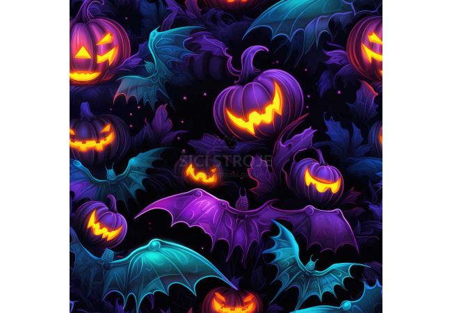French Terry Digital Print - Purple Pumpkins