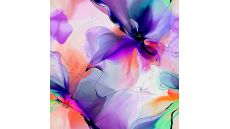 French Terry Digital Print - Abstract Flowers, Multicolor