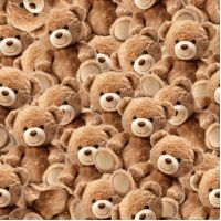 French Terry Digital Print - Teddy Bears, Caramel