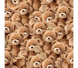 French Terry Digital Print - Teddy Bears, Caramel