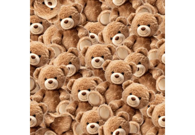 French Terry Digital Print - Teddy Bears, Caramel