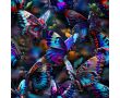 French Terry Digital Print - Butterflies, Royal