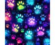 French Terry Digital Print - Paws, Royal