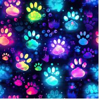 French Terry Digital Print - Paws, Royal