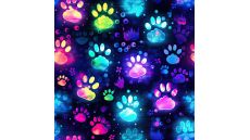 French Terry Digital Print - Paws, Royal