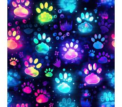 French Terry Digital Print - Paws, Royal