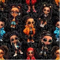 French Terry Digital Print - Hiphop, Black