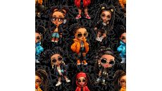 French Terry Digital Print - Hiphop, Black