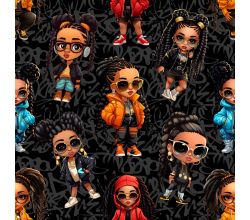 French Terry Digital Print - Hiphop, Black