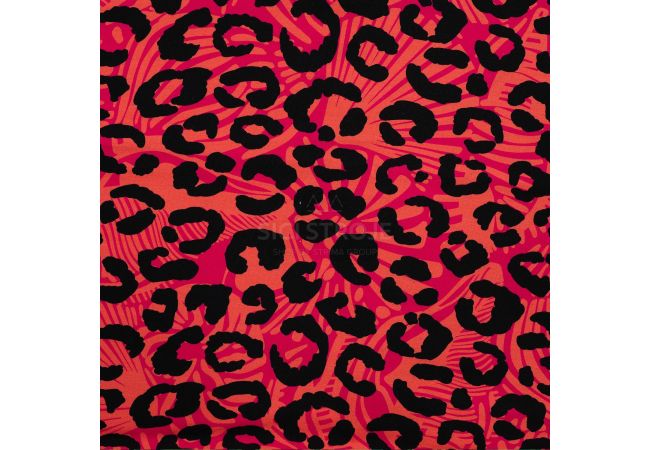 French Terry Digital Print - Leopard, Salmon