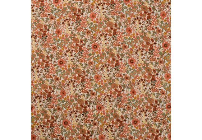 Cotton Voile Digital - Flowers, Coral