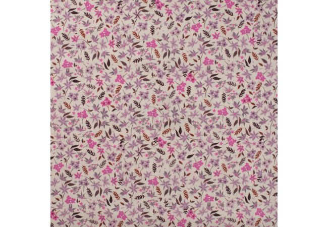 Cotton Voile Digital - Flowers, Fuchsia