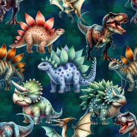 Jogging Digital Print - Cute Dinos, Petrol