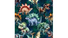 Jogging Digital Print - Cute Dinos, Petrol