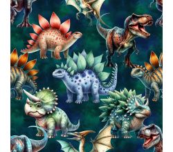 Jogging Digital Print - Cute Dinos, Petrol