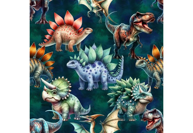Jogging Digital Print - Cute Dinos, Petrol
