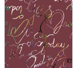 Soft Shell "Rainy" Print - Words, Bordeaux