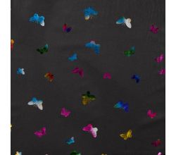 Soft Shell Foil Print - Butterflies, Black Multi Foil