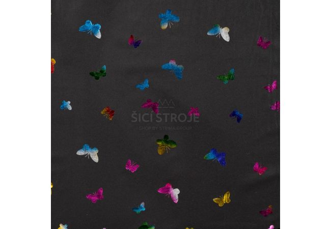 Soft Shell Foil Print - Butterflies, Black Multi Foil
