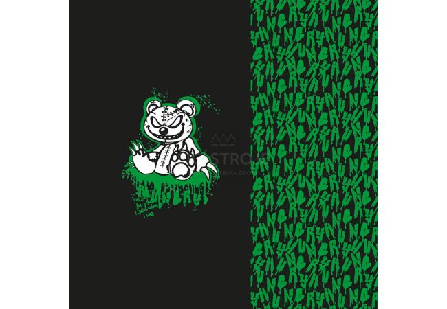 French Terry Digital Panel - Melting Bear Panel, Green Black