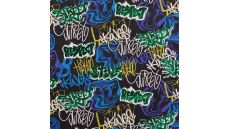 French Terry Foil - Grafitti, Black/Multicolor