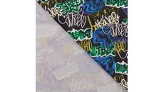 French Terry Foil - Grafitti, Black/Multicolor