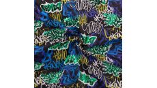 French Terry Foil - Grafitti, Black/Multicolor