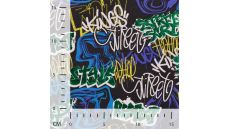 French Terry Foil - Grafitti, Black/Multicolor