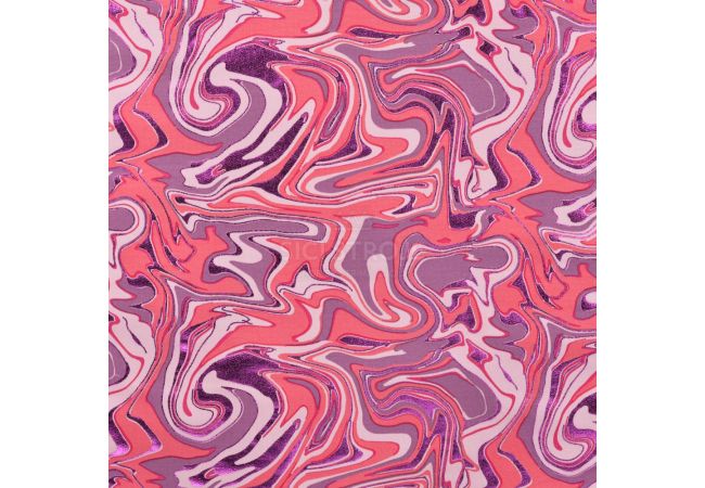 French Terry Foil - Waves, Old Pink