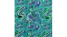 French Terry Foil - Waves, Emerald