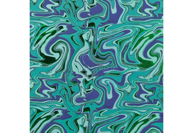 French Terry Foil - Waves, Emerald