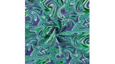 French Terry Foil - Waves, Emerald