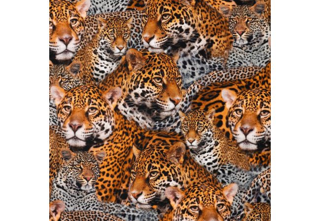 Half Panama Digital Print - Leopard, Black Orange