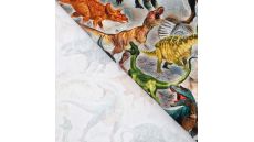 Half Panama Digital Print - Dinos, Grey