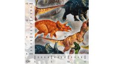 Half Panama Digital Print - Dinos, Grey