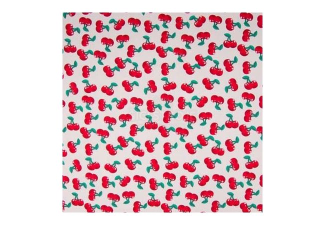 Cotton Poplin Print - White Red Green