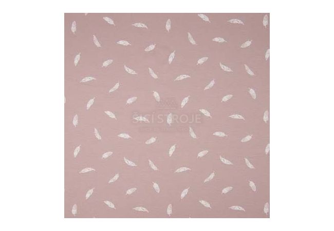 Cotton Poplin Print - Feather, Dusty Rose